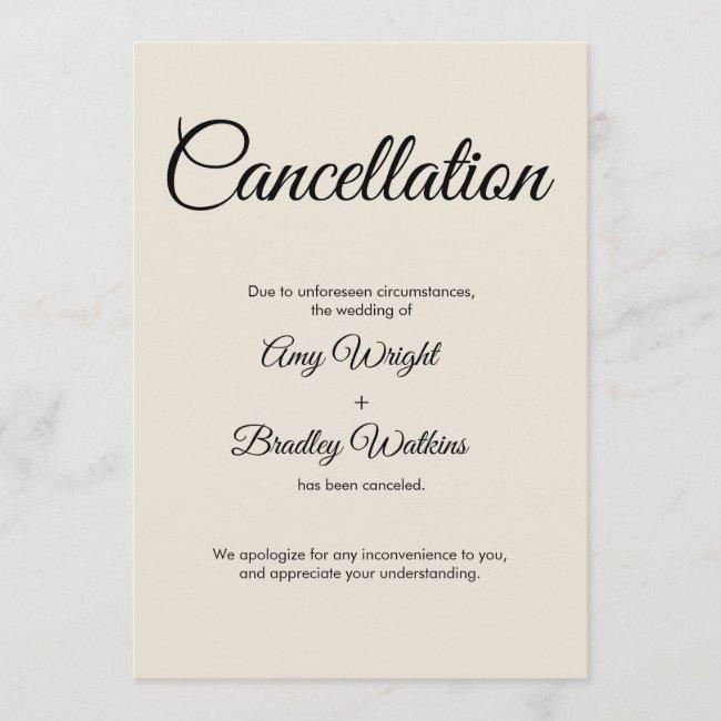 Wedding Cancellation Announcement Cream
