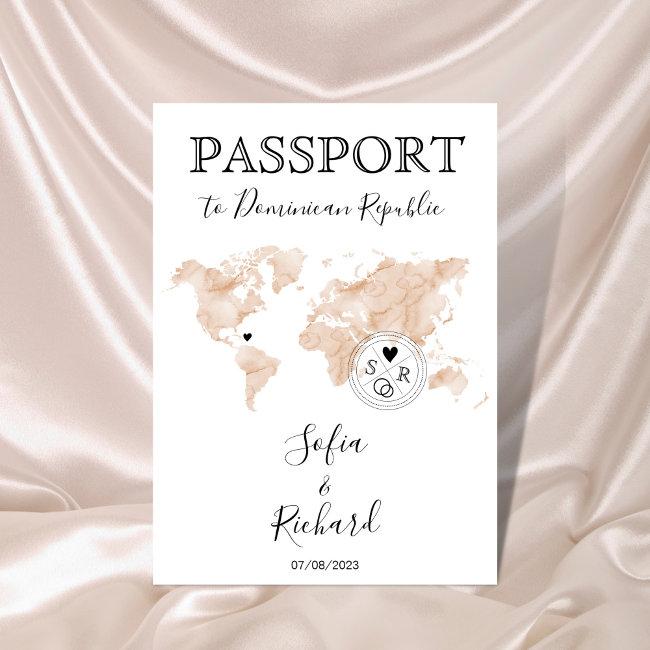 Wedding Destination Passport Blush World Map Peach