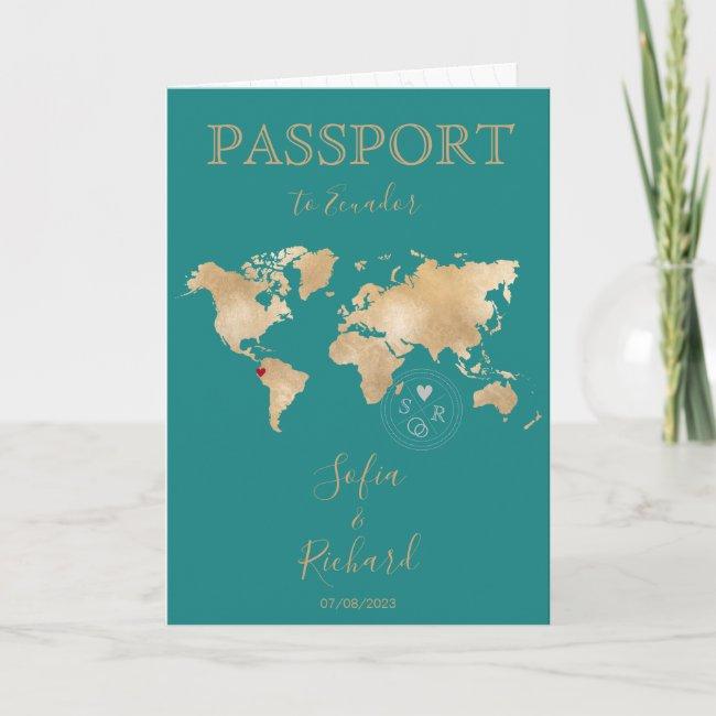 Wedding Destination Passport Gold World Map Invita