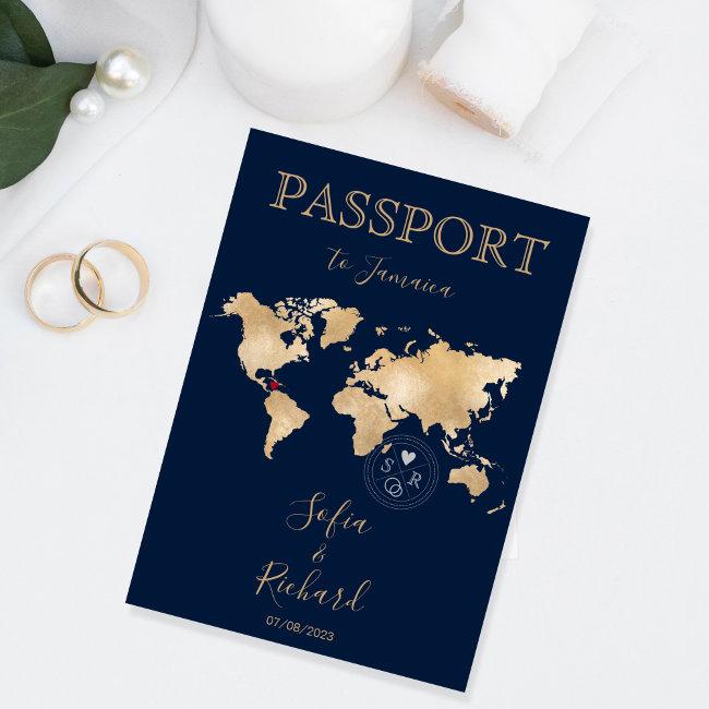 Wedding Destination Passport World Map Jamaica