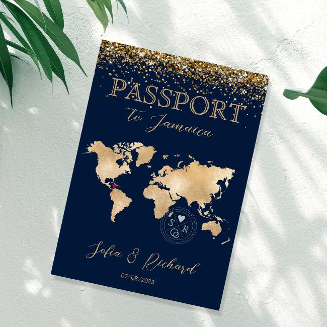 Wedding Destination Passport World Map Tropical