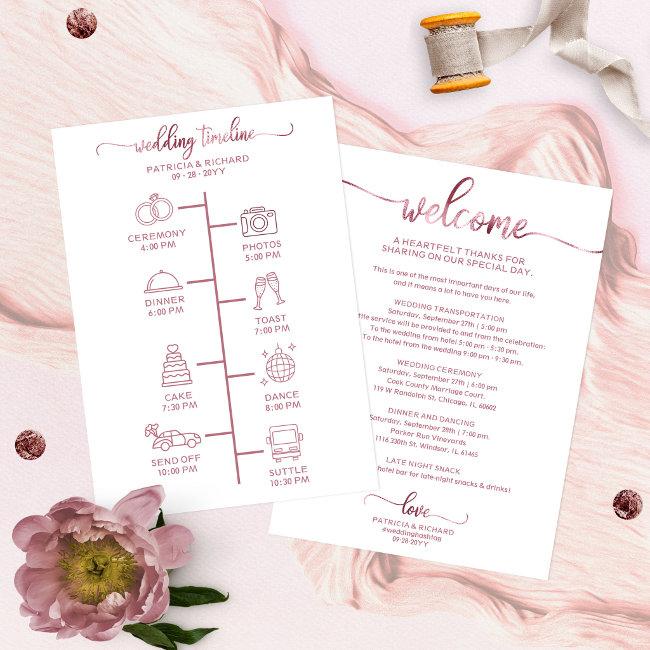 Wedding Itinerary Icon Chic Script Wedding Welcome