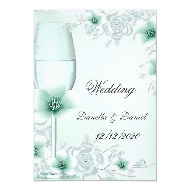 Wedding Mint Green Floral Blossoms Roses