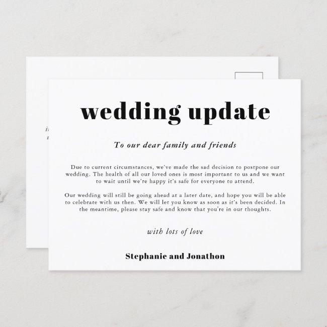 Wedding Postpone Update Typographical Black White Announcement Post