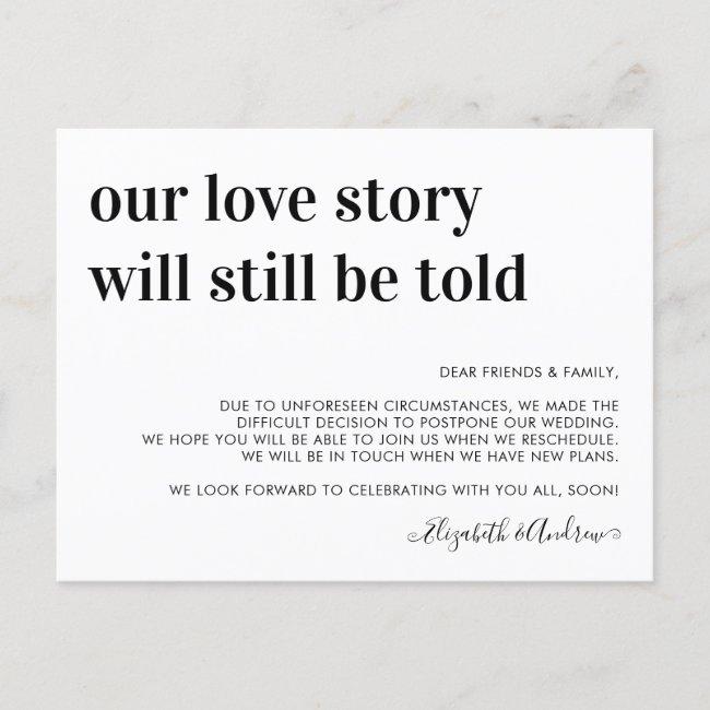 Wedding Postponement Love Story Will Still Be Told Announcement Post