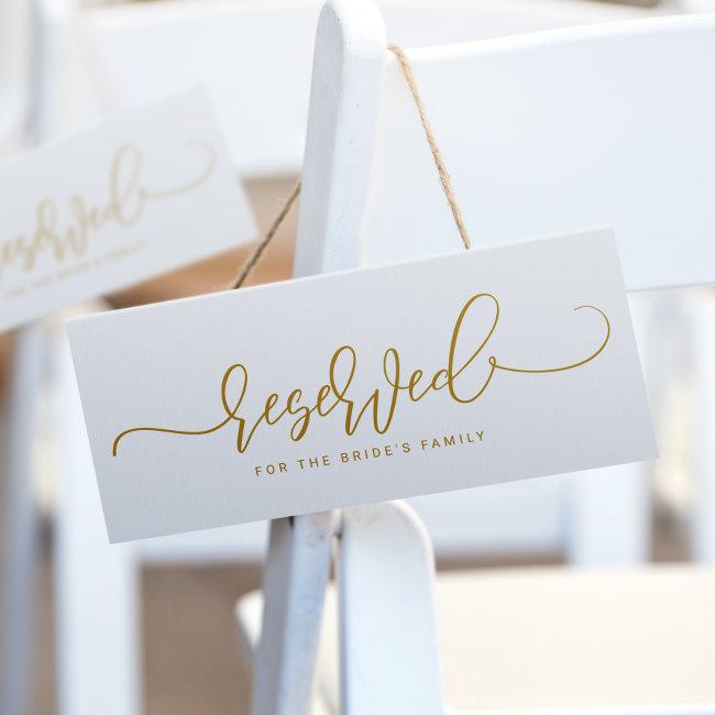Wedding Reserved Sign Bouncy Script Flat Gold