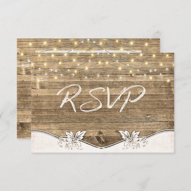 Wedding Rsvp- Wood And Glowing Lights