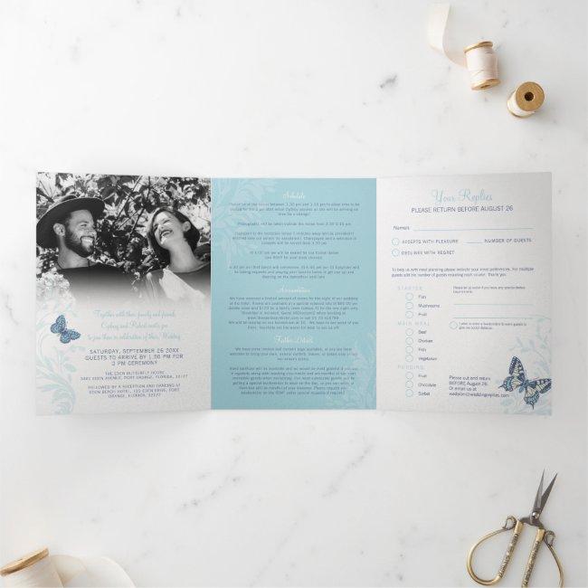 Wedding Shades Of Blue Butterflies All-in-one Tri-fold