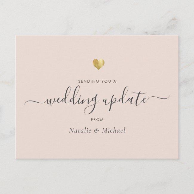 Wedding Update Elegant Script Gold Blush Pink Post