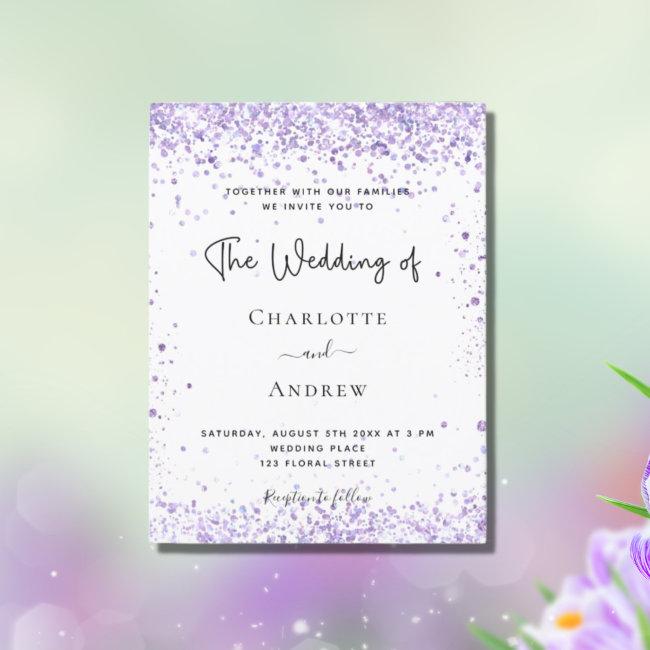 Wedding Violet Lavender Glitter Script  Post