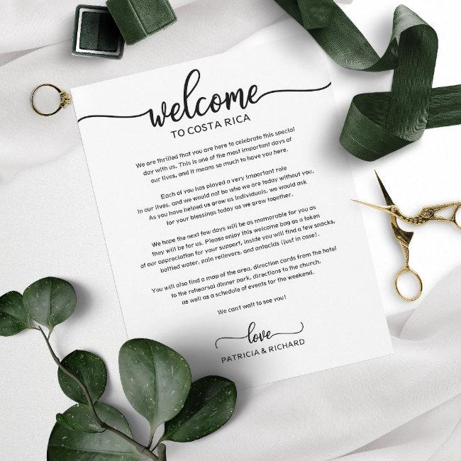 Wedding Weekend Welcome And Itinerary Letter Chic