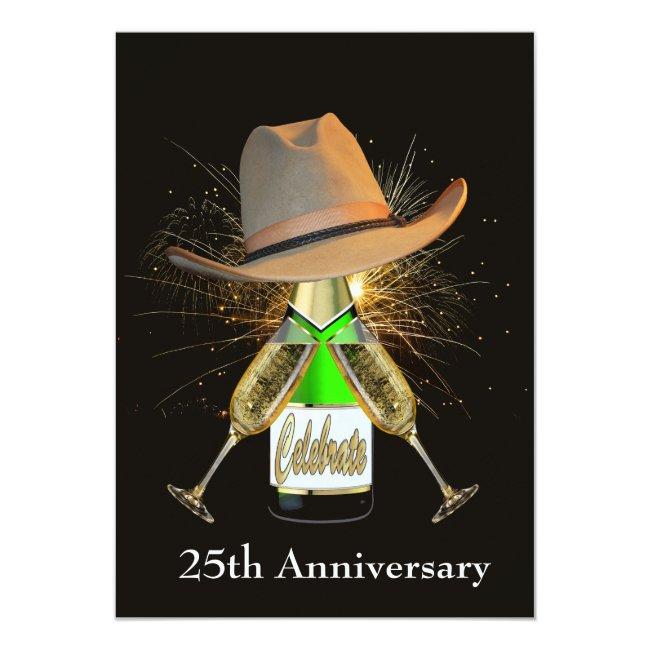 Western Party Champagne And Cowboy Hat Custom