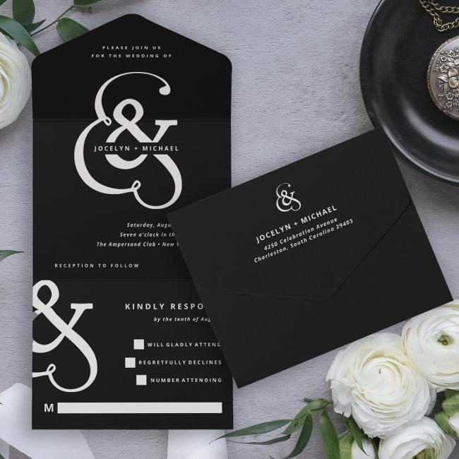 Whimsical Ampersand | Moody Black Wedding All In One