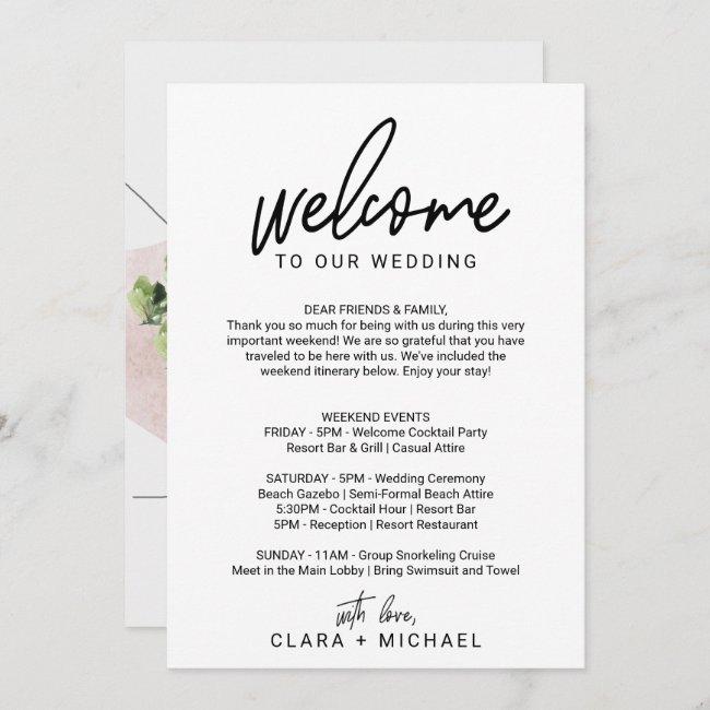 Whimsical Calligraphy Welcome Letter & Map