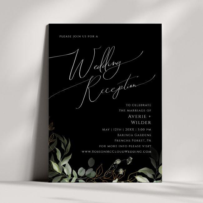 Whimsical Greenery Gold | Black Wedding Reception