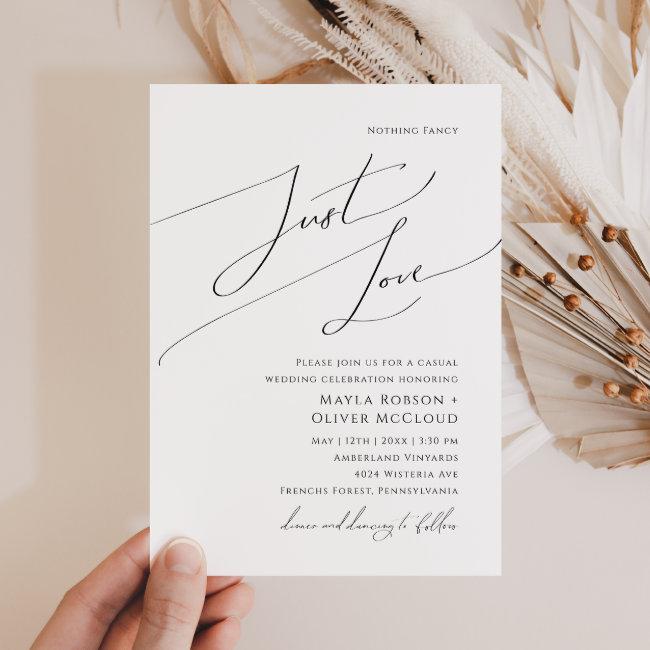 Whimsical Script Nothing Fancy Just Love Wedding