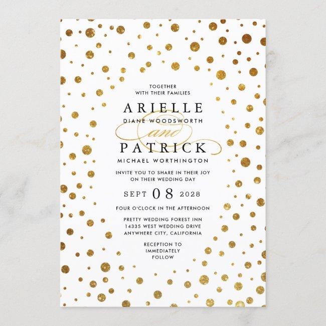 White And Gold Confetti Foil Wedding