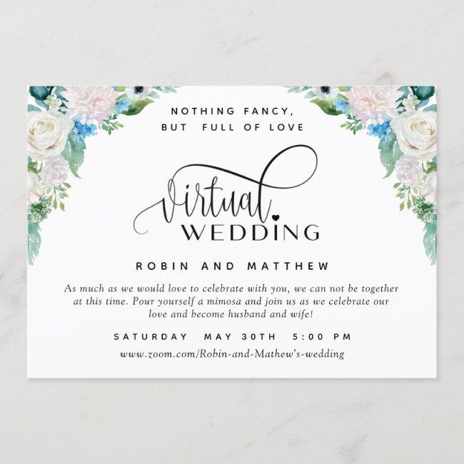 White And Green Floral Online Virtual Wedding