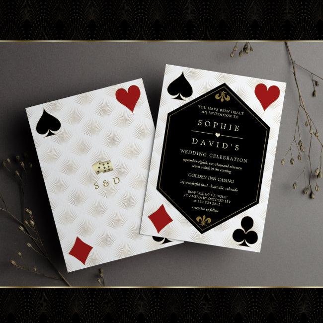 White Art Deco Gatsby Casino Vegas Poker Wedding
