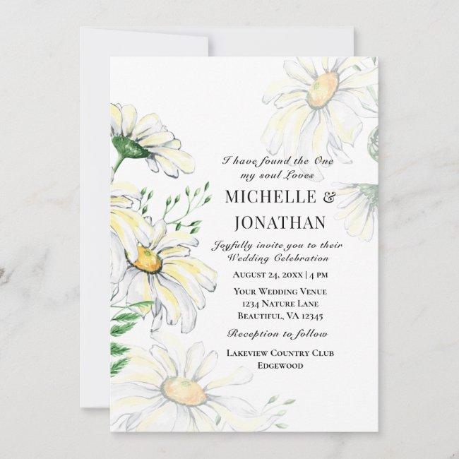 White Daisies Floral Watercolor Christian Wedding