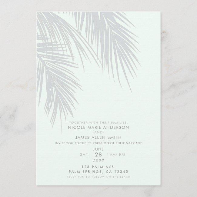 White Elegant Tropical Palm Tree Leaves Wedding
