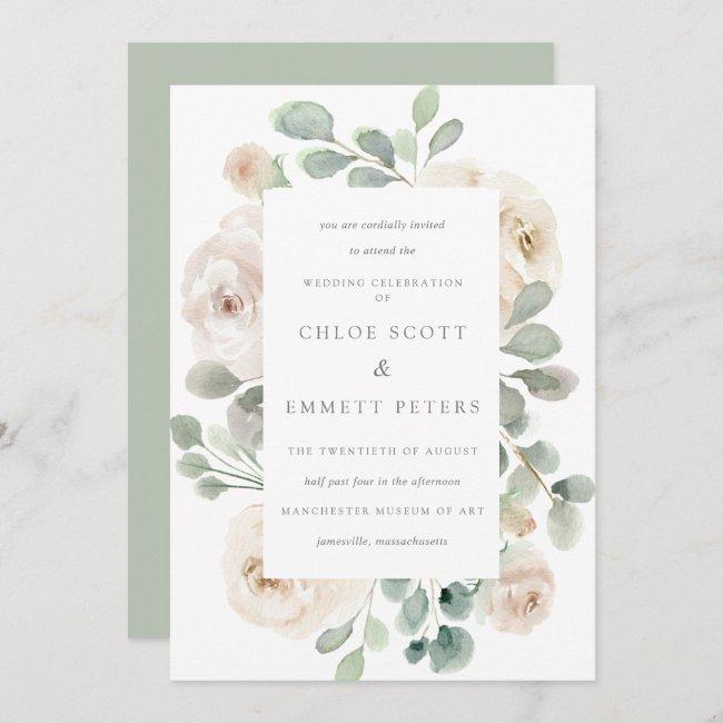 White Rose Floral Botanical Wedding