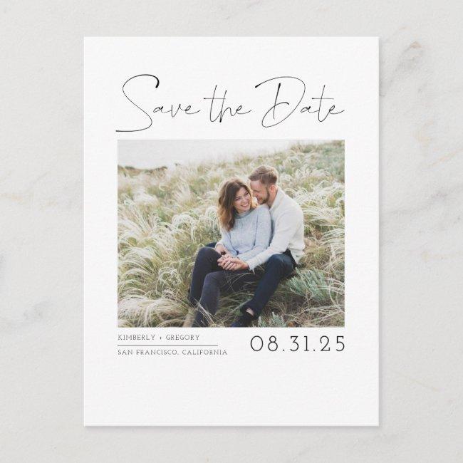 White Simple And Minimal Save The Date Photo Announcement Post