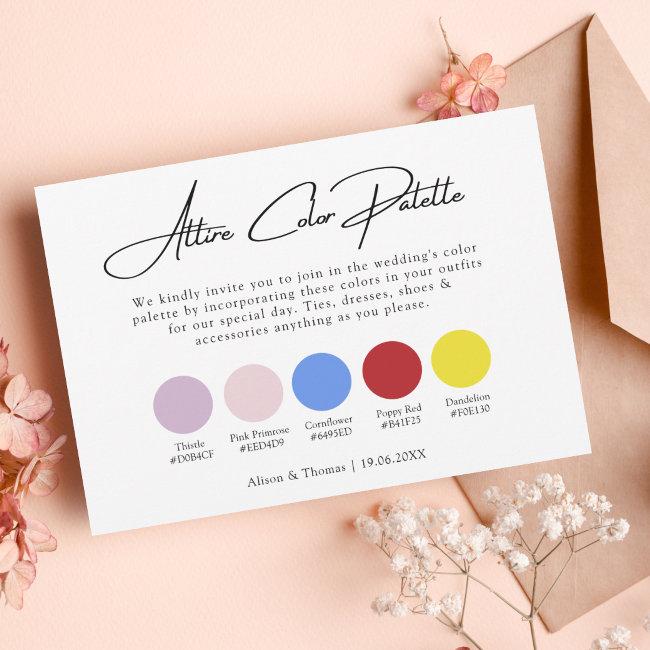 Wildflower Wedding Colorful Attire Color Palette Enclosure Card