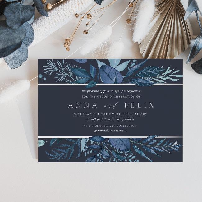 Winter Azure | Blue Botanical Wedding Foil