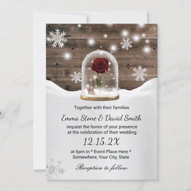 Winter Snowflakes Beauty Rose Dome Wedding