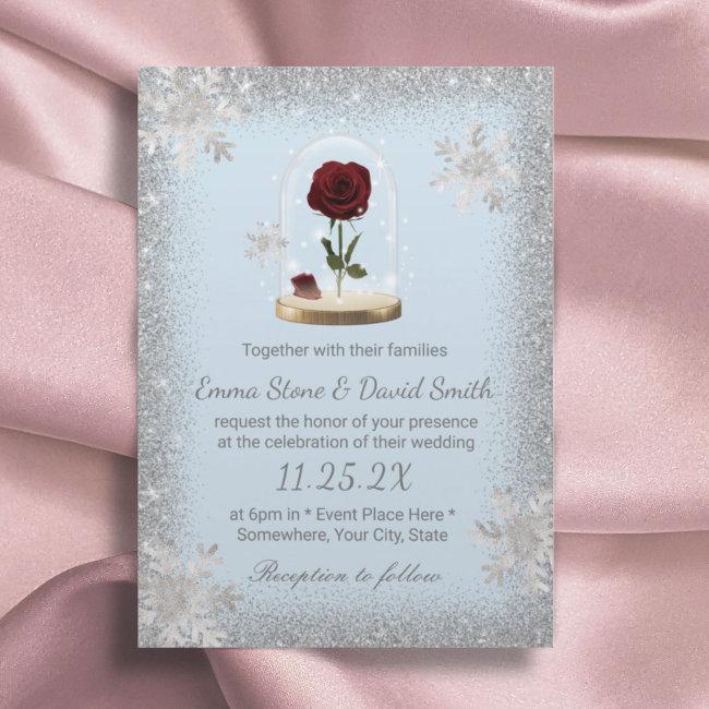 Winter Wedding Beauty Rose Dome Snowflakes