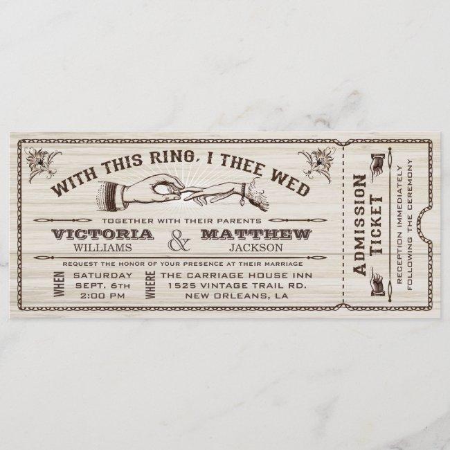 With This Ring, Vintage Wedding Ticket