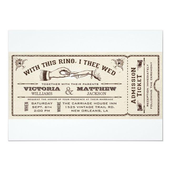 With This Ring, Vintage Wedding Ticket