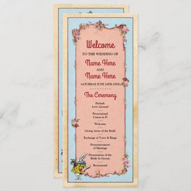 Wonderland Rabbit Floral Wedding Program Details