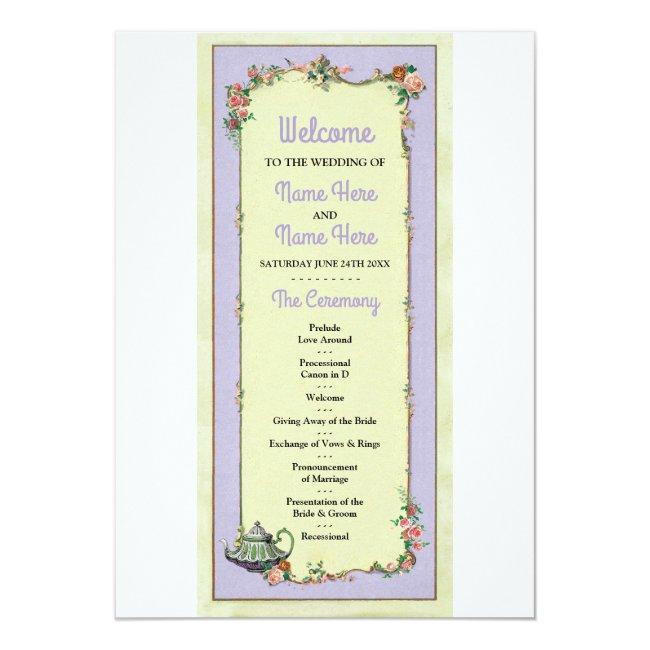 Wonderland Teapot Floral Wedding Program Details