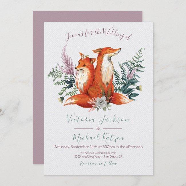Woodland Watercolor Fox Wedding
