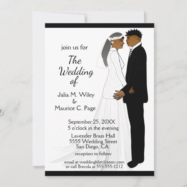 Young African American Black & White Wedding